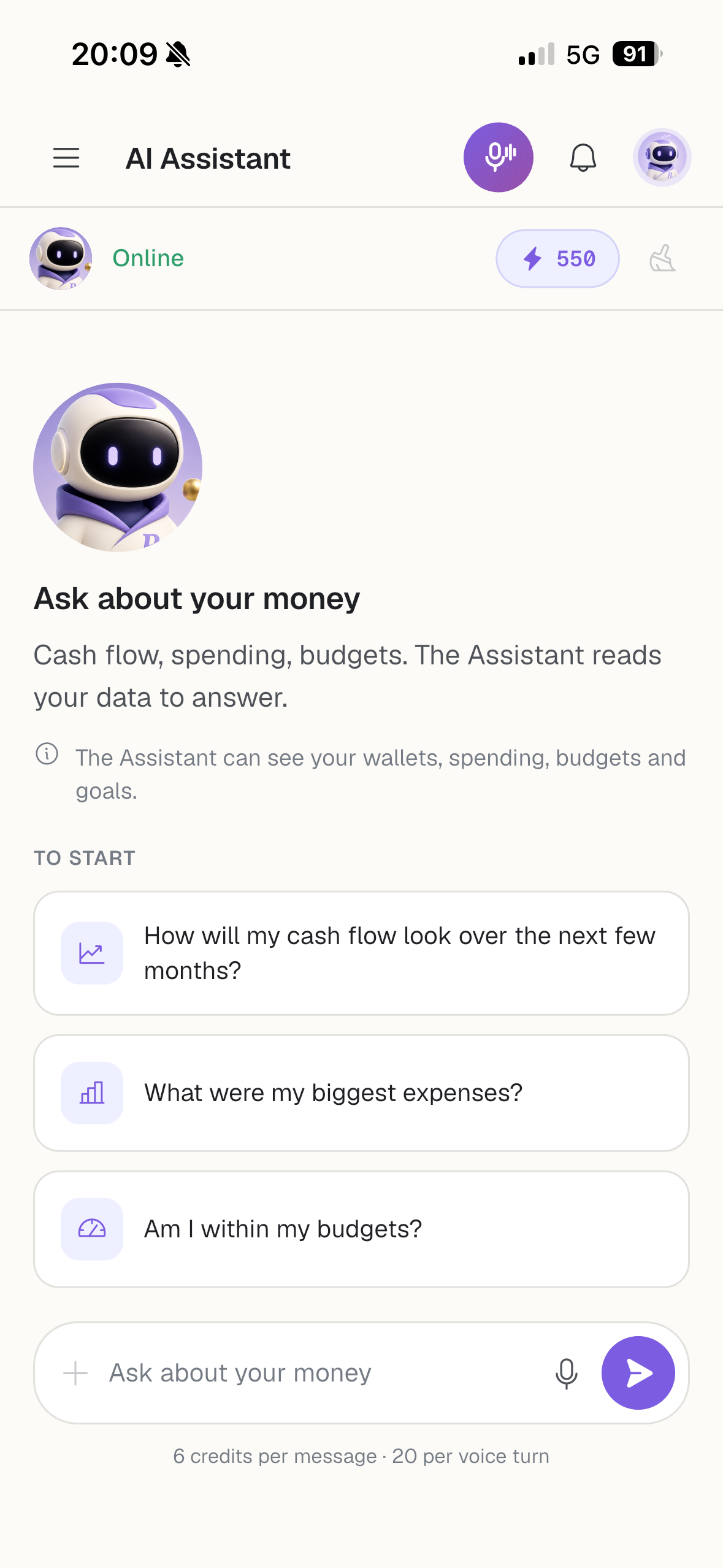 Buddy B AI assistant screen