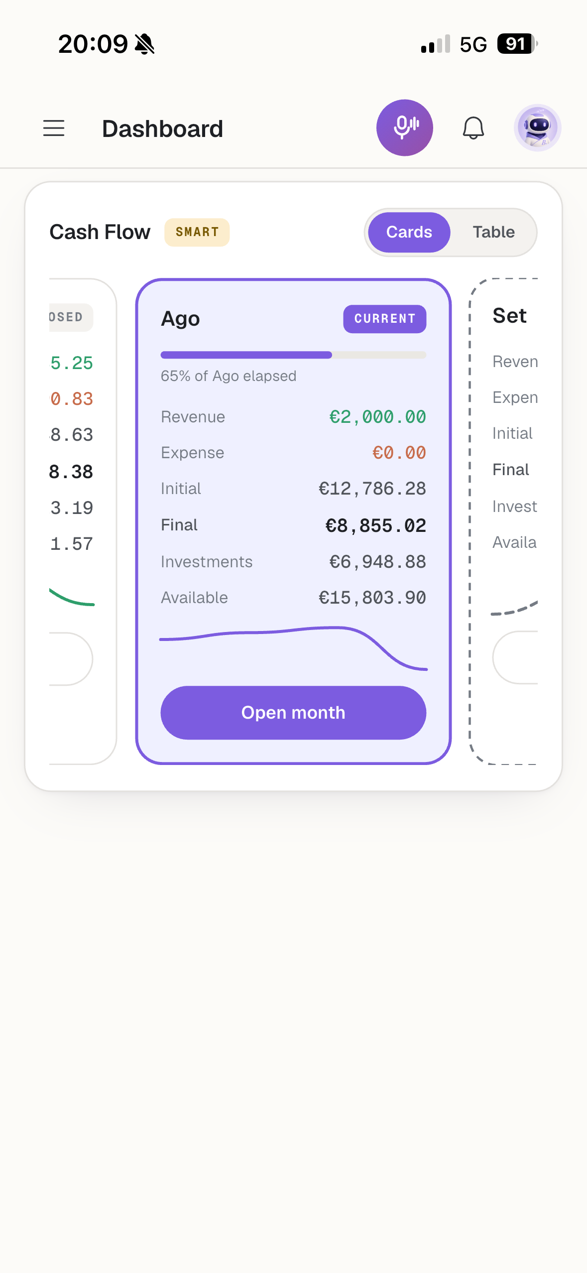 Buddy B cash flow screen