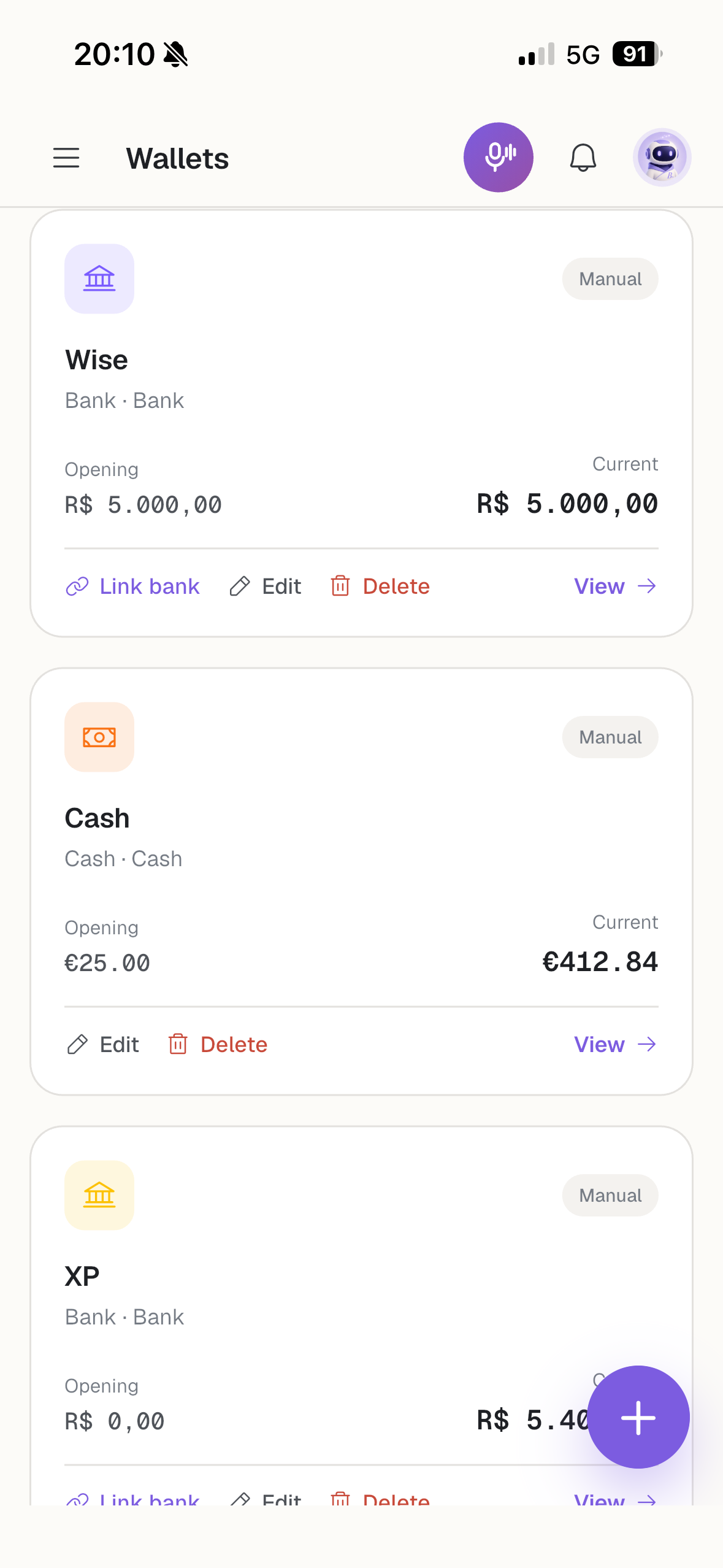 Buddy B wallets screen
